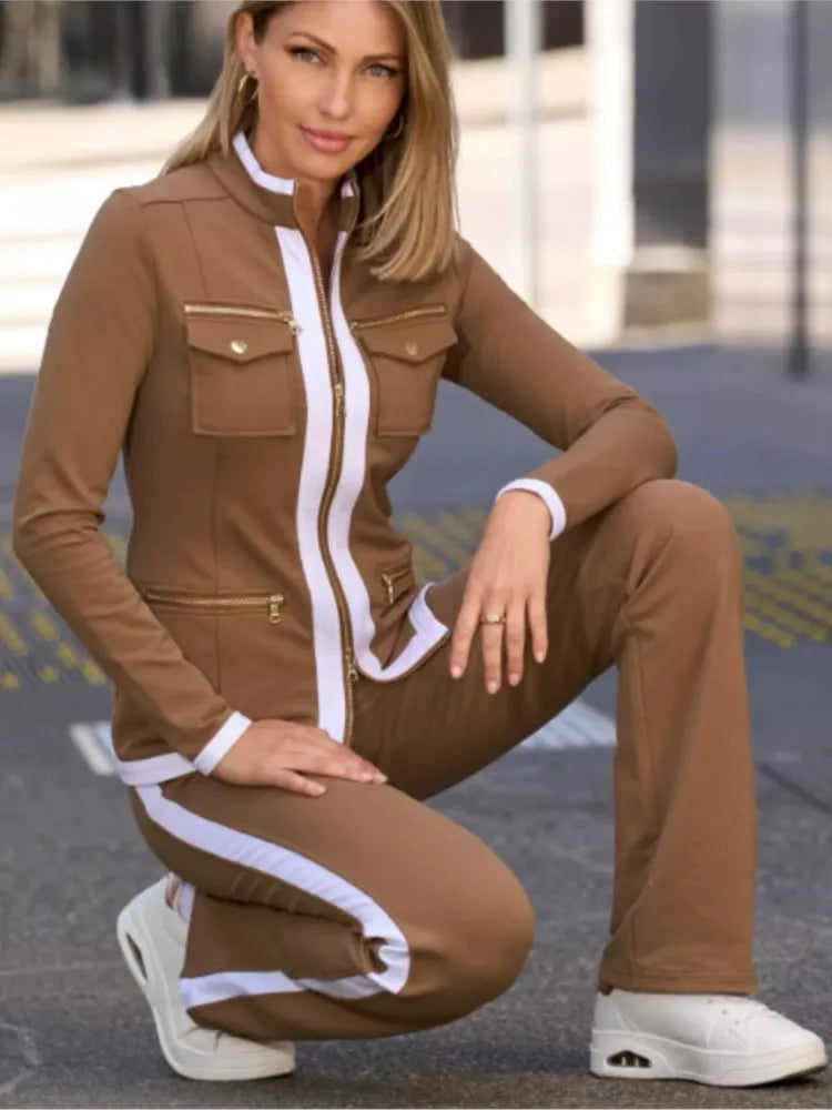 Conjunto de 2 piezas de pantalones informales de Color a ...