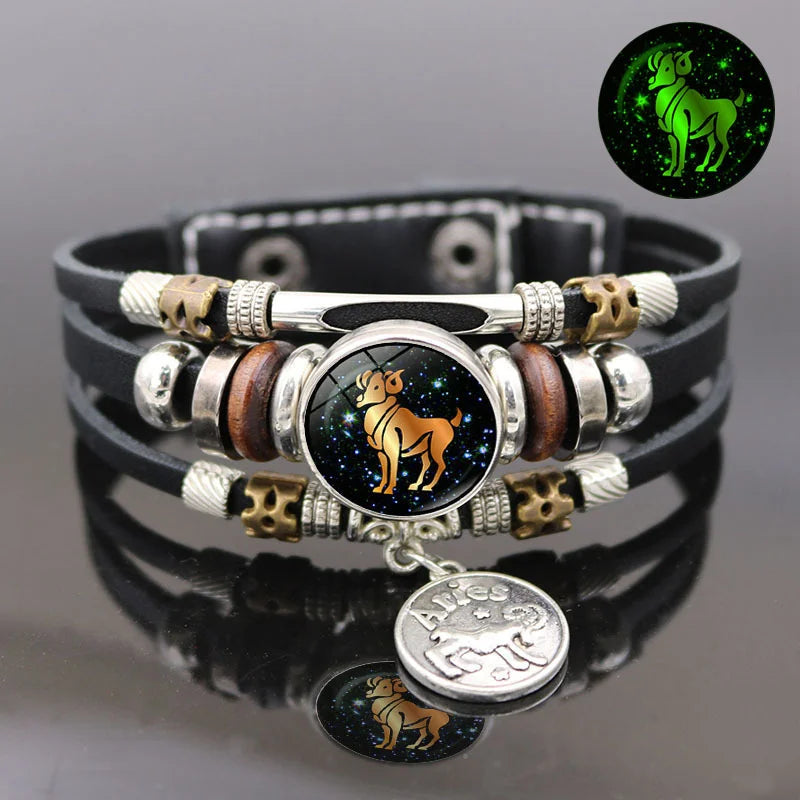 Pulsera luminosa Vintage de 12 constelaciones para hombre...
