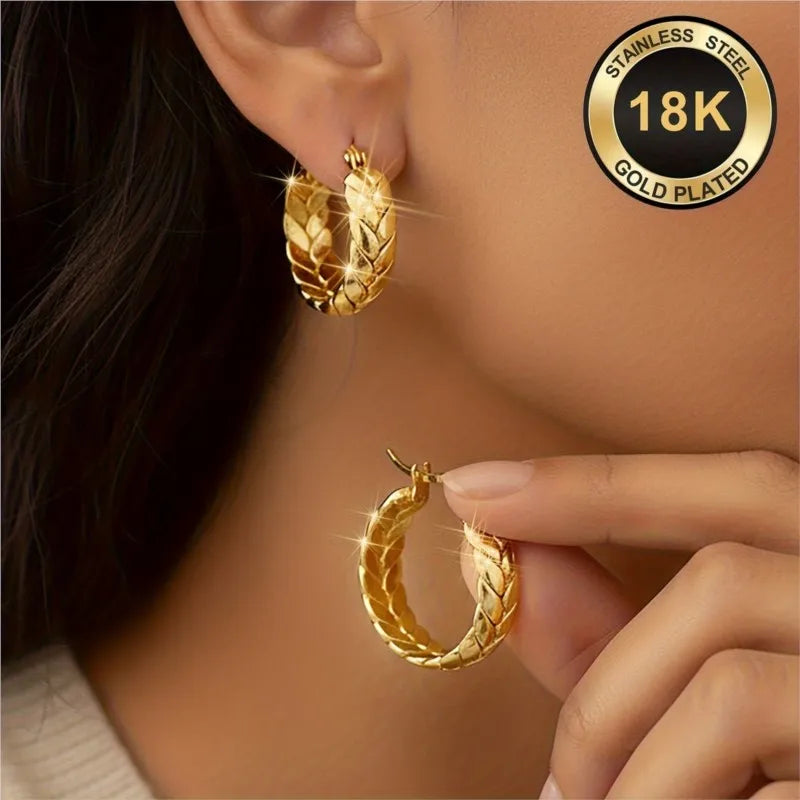 Pendientes de Aro de Acero Inoxidable Chapados en Oro de ...