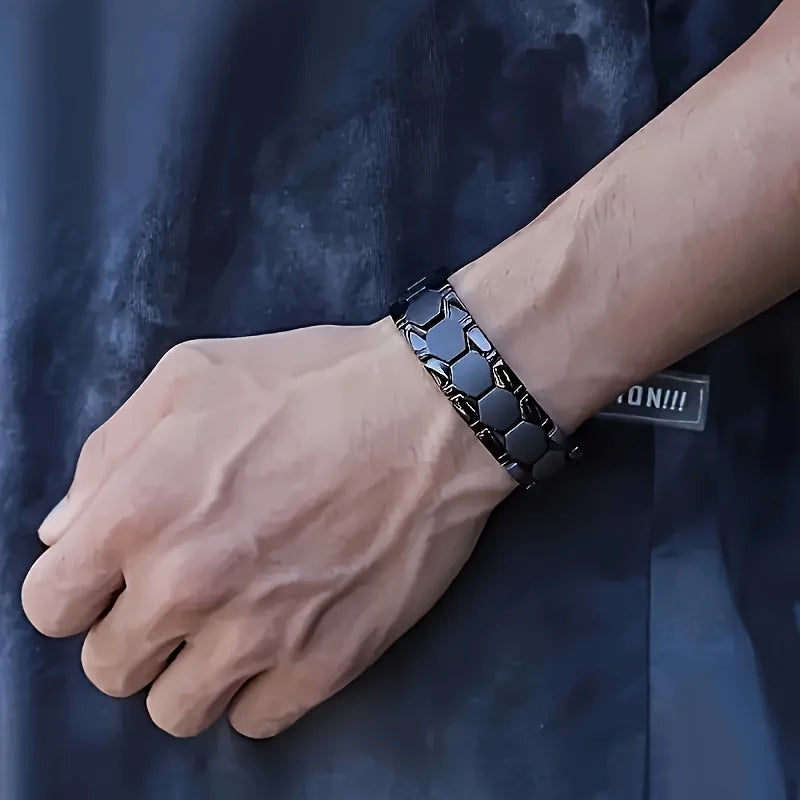 Pulsera Magnética Titanio Hombre | Hexagonal Desmontable | Regalo Padre - Corporación Turística