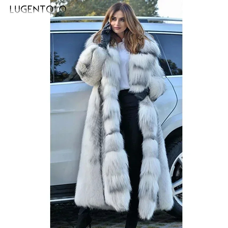 Abrigo de piel sintética para mujer, moda de invierno, ab...