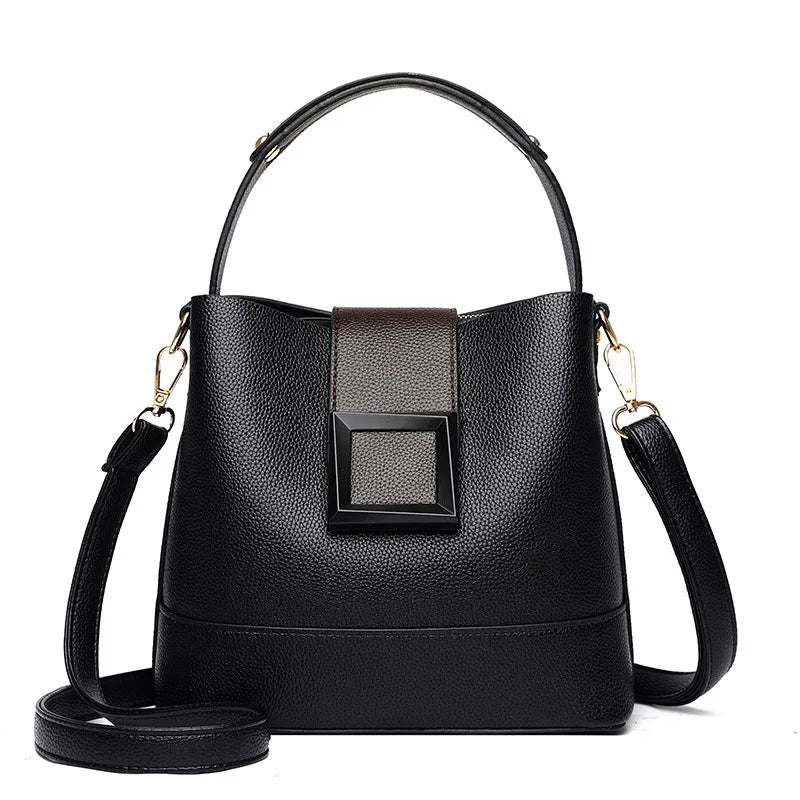 Elegant Solid Color Bucket Bag with Adjustable Shoulder S...