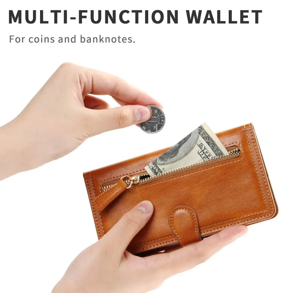 Luxury leather wallet phone case with zipper and cover for Samsung Galaxy S20 FE, Note 20 Ultra, S21, S22, S23 Ultra by Corporación Turística