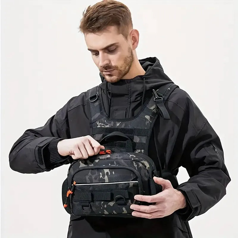 Señuelo de pesca, chaleco frontal para el pecho, mochila ...