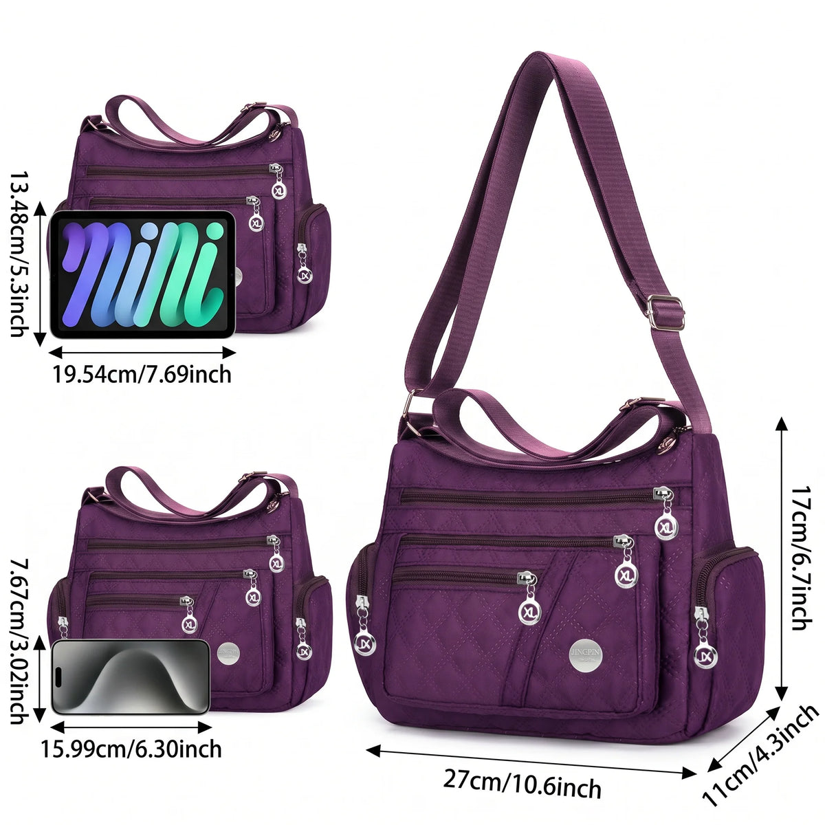 Bolso Bandolera de Nylon Acolchado Pomelo Best para Mujer...