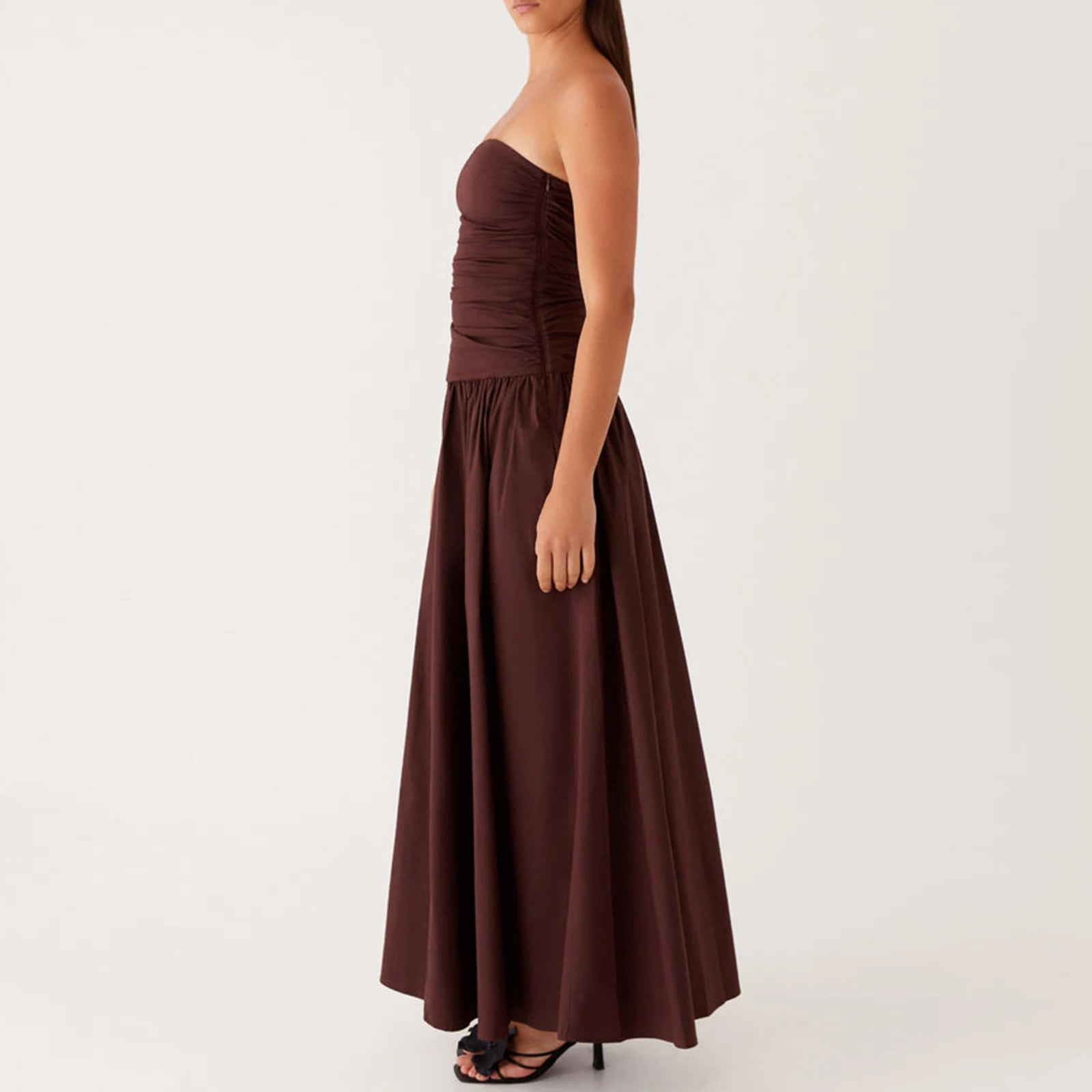 Vestido largo elegante sin tirantes para mujer, vestido v...