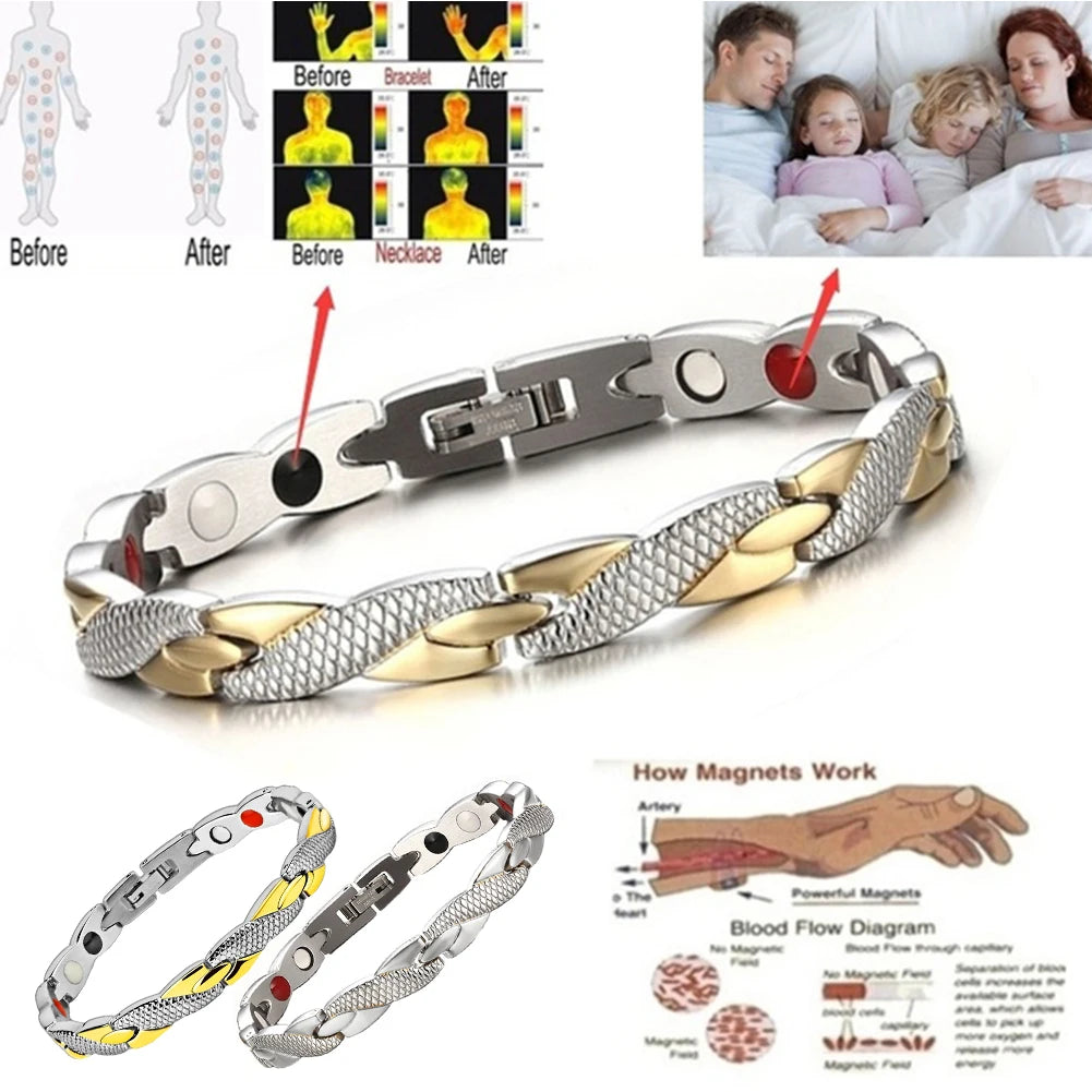 Pulsera de germanio con cadena magnética de energía salud...