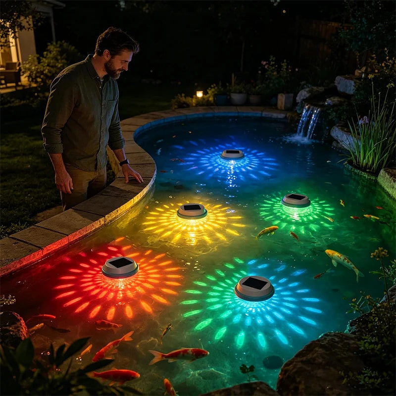 Iluminación Solar Flotante para Piscinas, Luz LED Sumergi...
