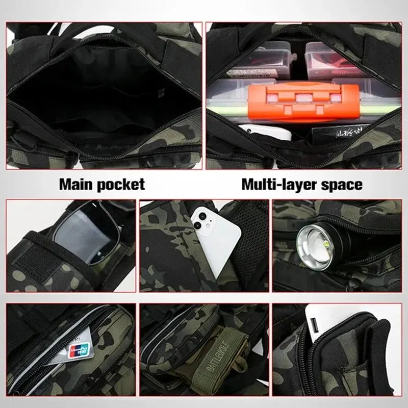 Mochila de aparejos de pesca para hombre, bolsa de almace...