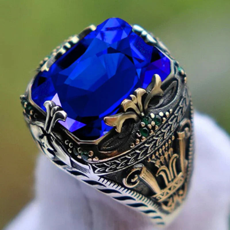 Anillo de lujo con Esmeralda con incrustaciones para homb...