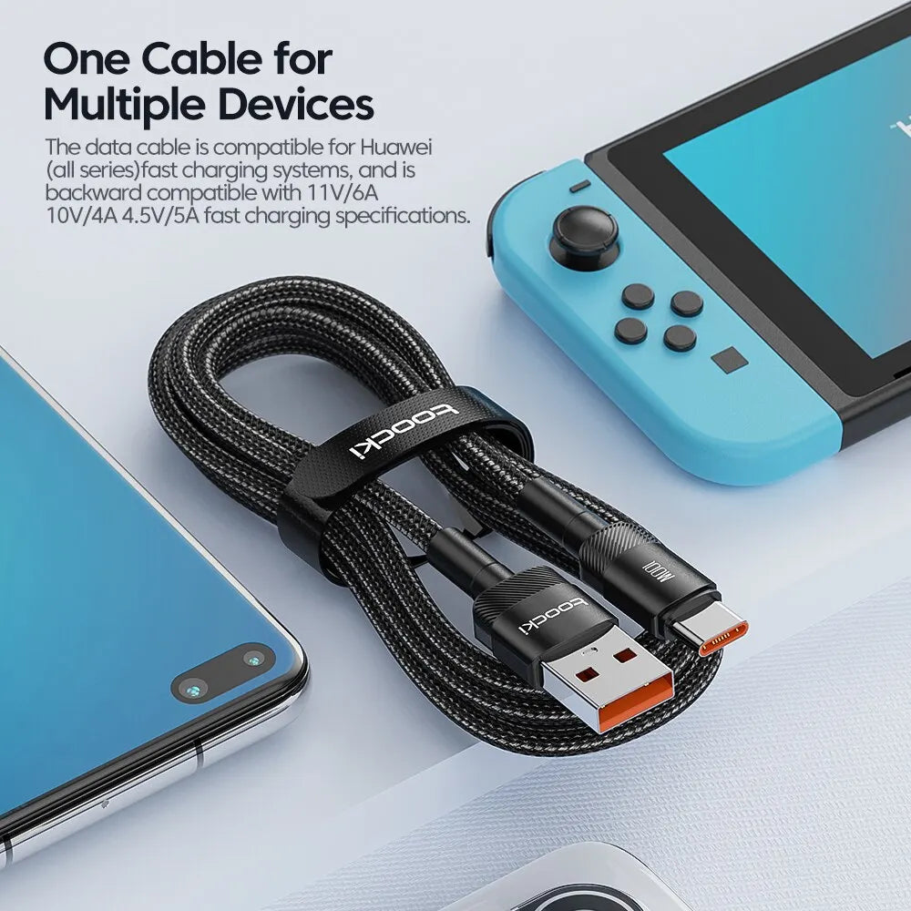 Cable USB-C Carga Rápida Toocki 100W PD - Conector Lightning/Tipo-C