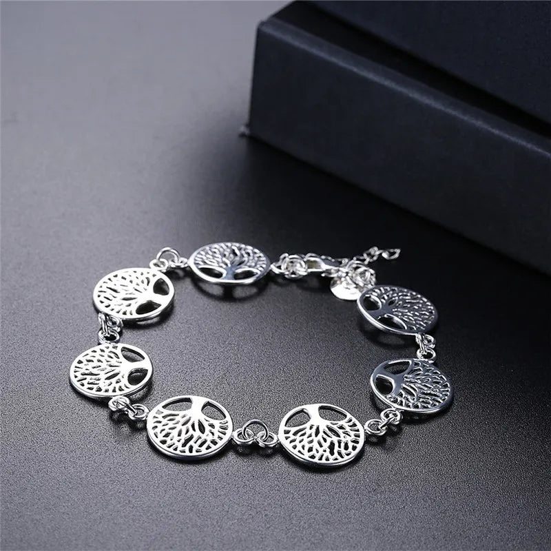 Pulsera de plata de ley 925 con hermosas flores de árbol ...