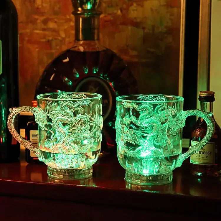 Taza LED Dragón Mágica Cambia Color - Luz Activada por Agua para Fiestas