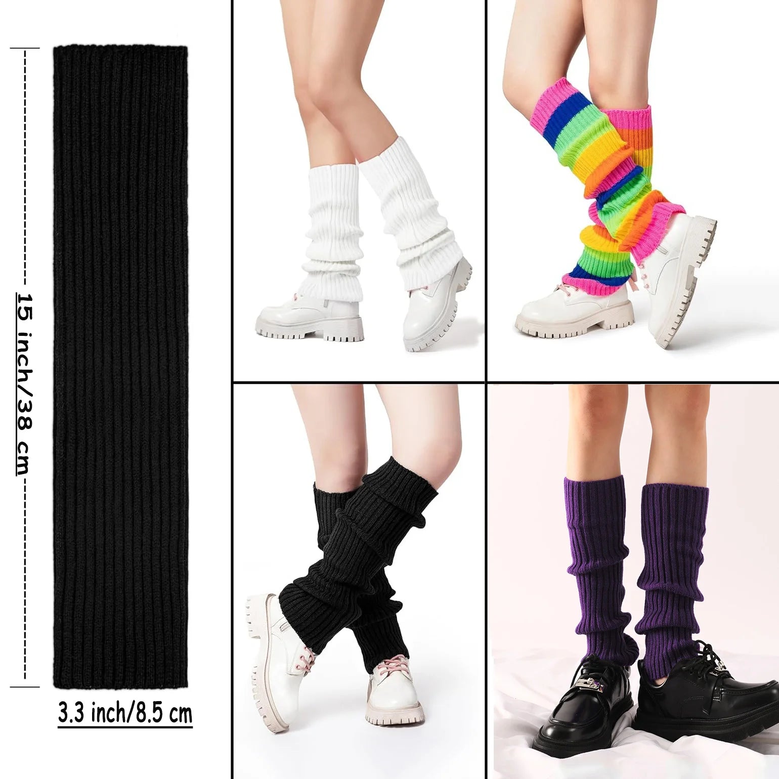 Calentadores Piernas Mujer 80s Rayados - Pack Acrílico para Ballet y Yoga