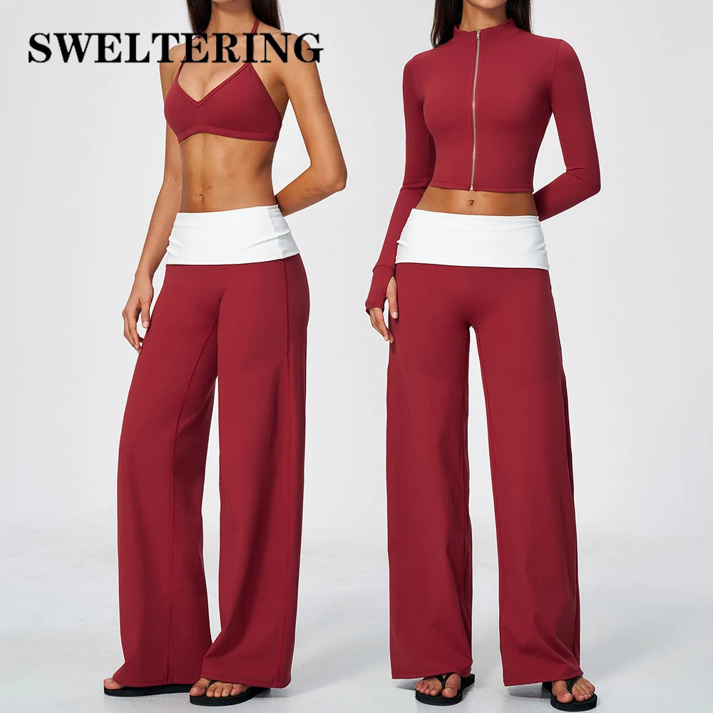 Conjunto de Yoga de 2/3 Piezas en Colores Contrastantes p...