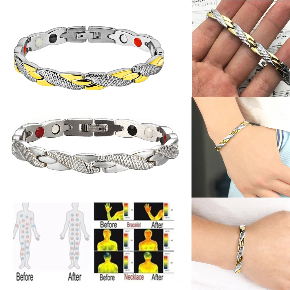 Pulsera de germanio con cadena magnética de energía salud...