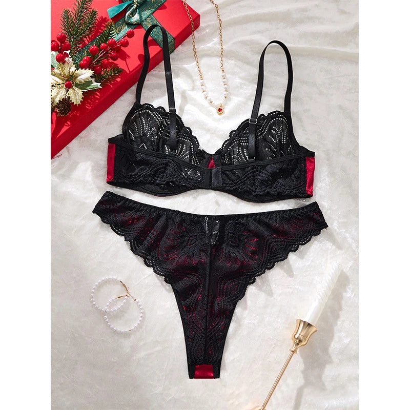 Sexy Valentine's Day lingerie set by Corporación Turística featuring delicate lace and satin details for romantic occasions.