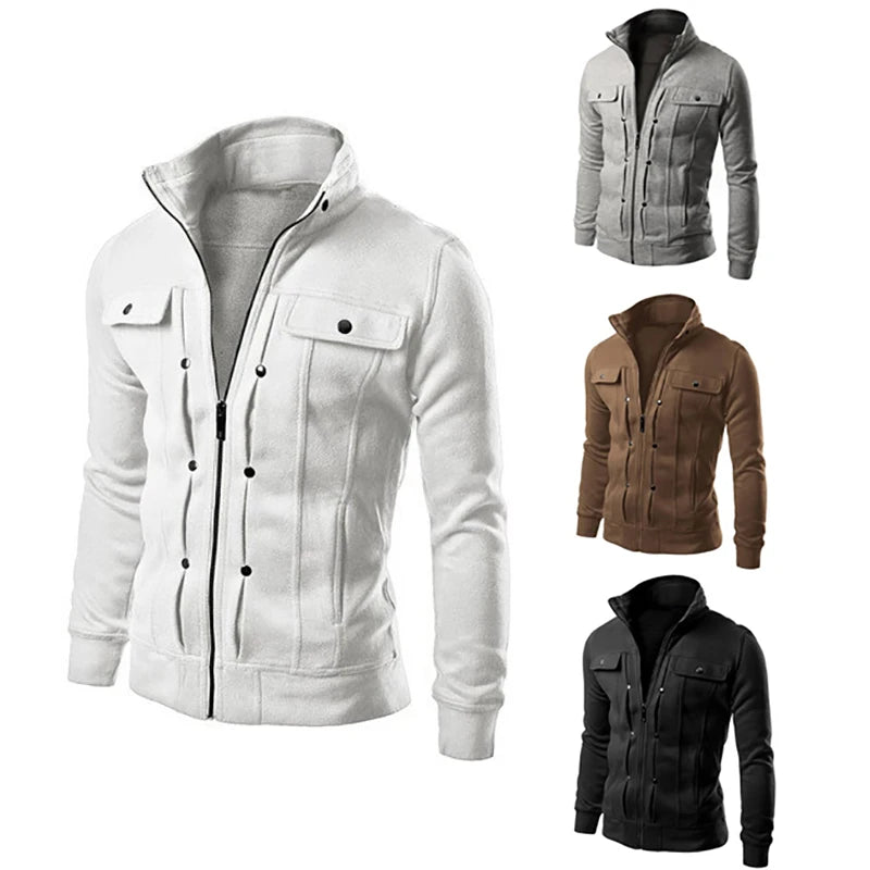 Chaqueta Casual Hombre Cremallera Cuello Alto Primavera Otoño