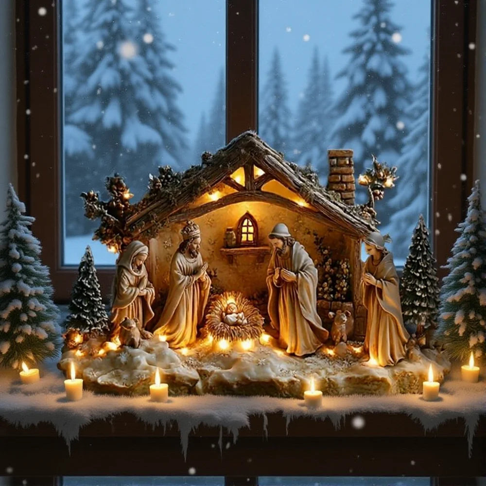 Decoración Nacimiento Jesús: Centro Mesa Navidad Acrílico Brillante