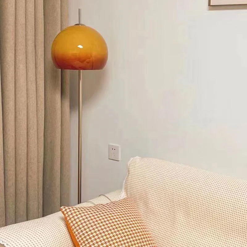 Lámpara de pie retro de cristal naranja con LED, estilo h...
