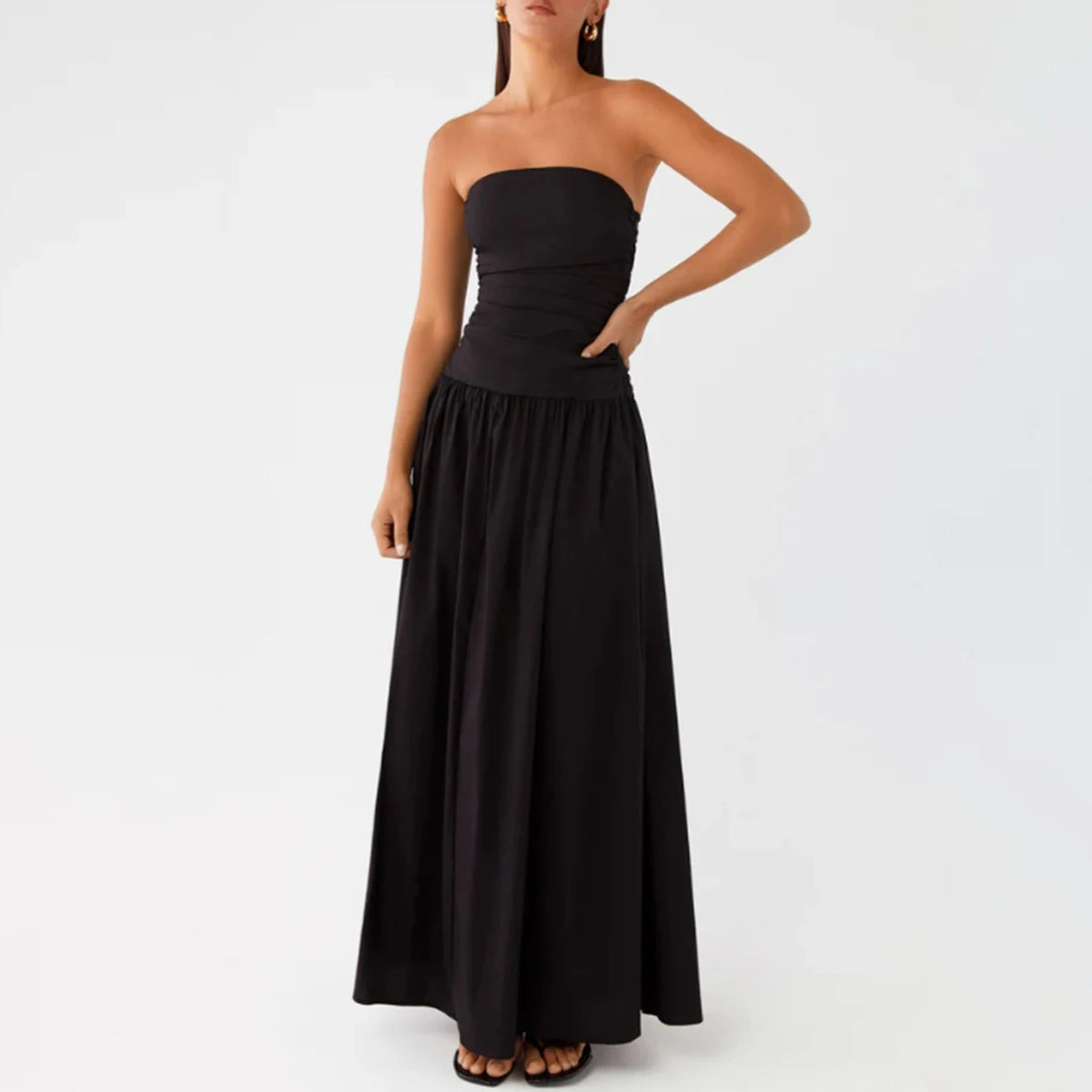 Vestido largo elegante sin tirantes para mujer, vestido v...