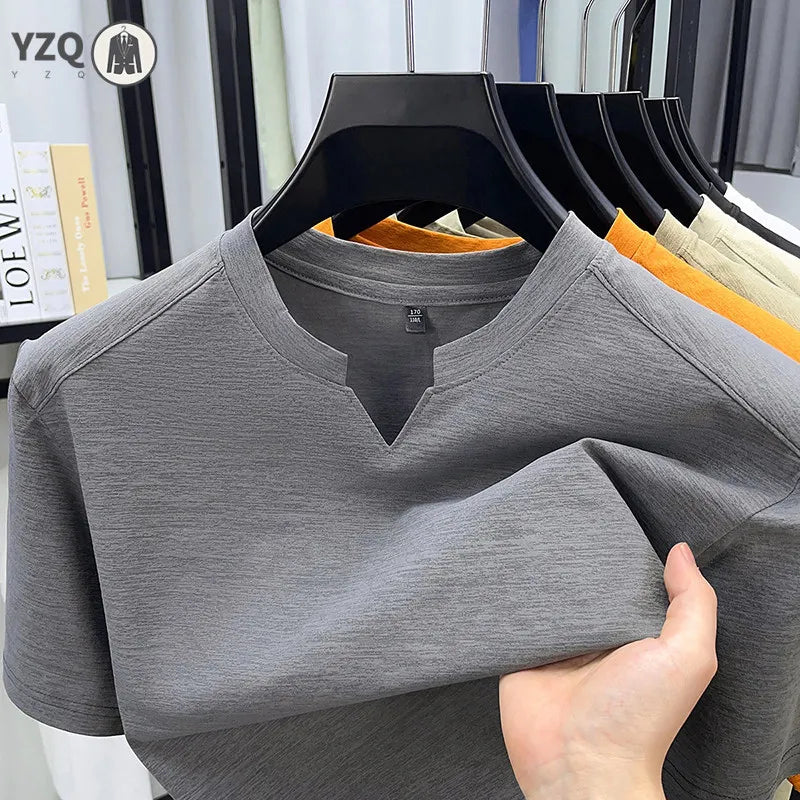 Camiseta Coreana V-Neck Hombre Verano Casual Transpirable (S-4XL) - Corporación Turística