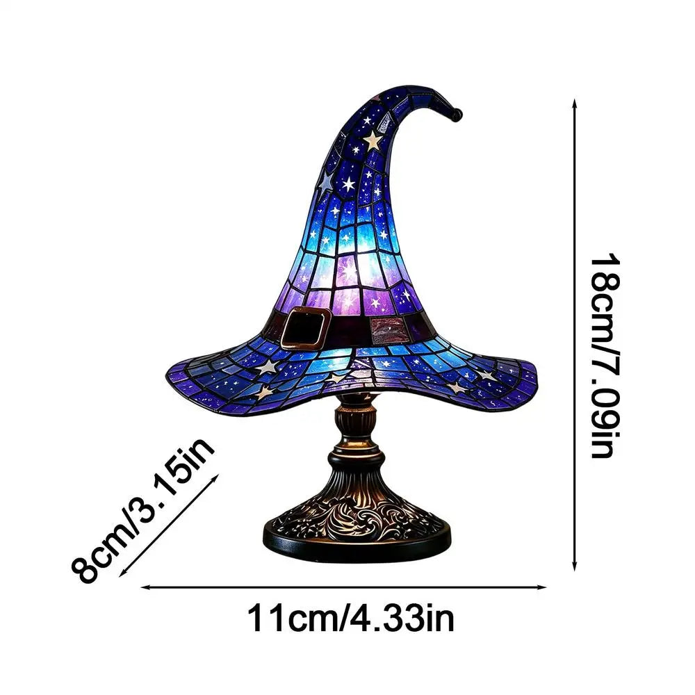Lámpara Sombrero Bruja Vidrio Teñido - Decoración Mágica Moderna