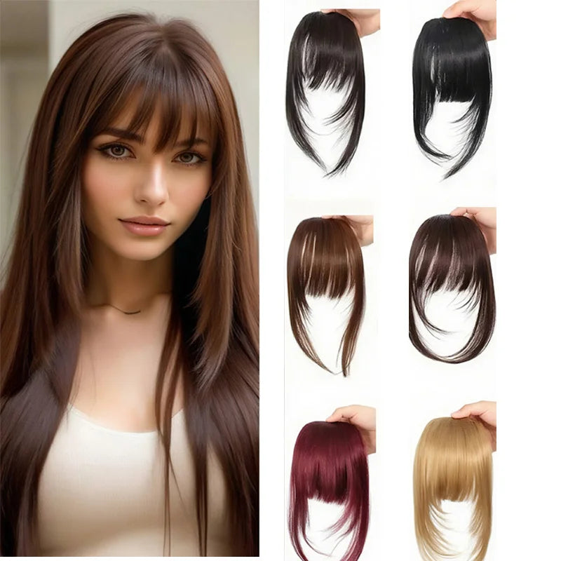 Flequillo de pelo sintético con Clip para mujer, flecos f...