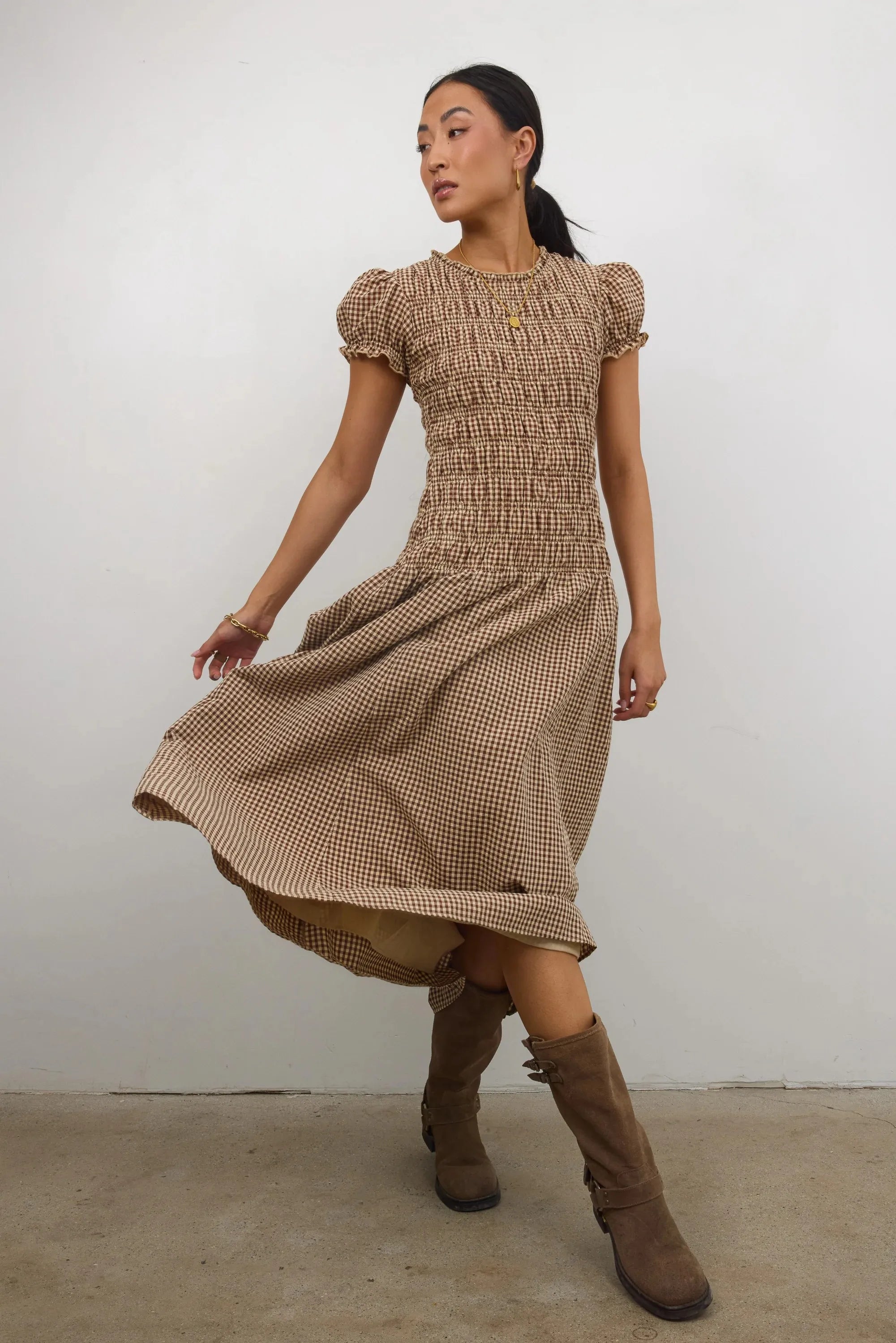 Vestido Smocked para Mujer, Elegante, con Estampado de Cu...