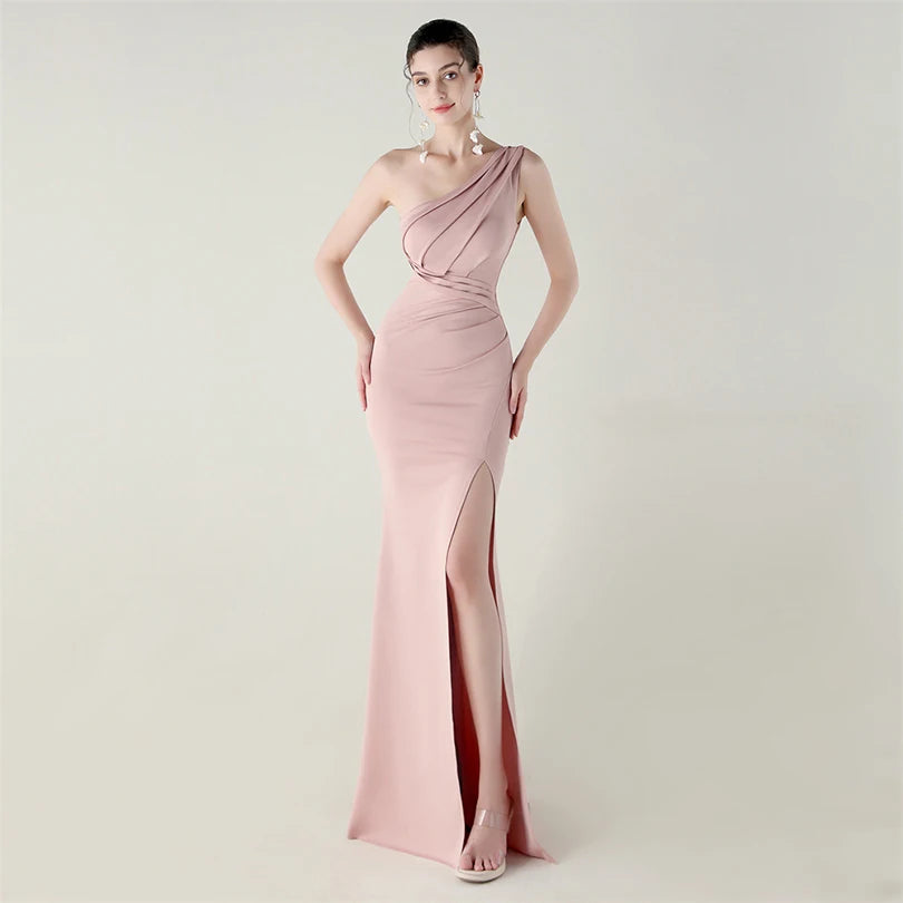 Vestido de Noche Sirena DEERVEADO Un Hombro Lujo (8 Colores)