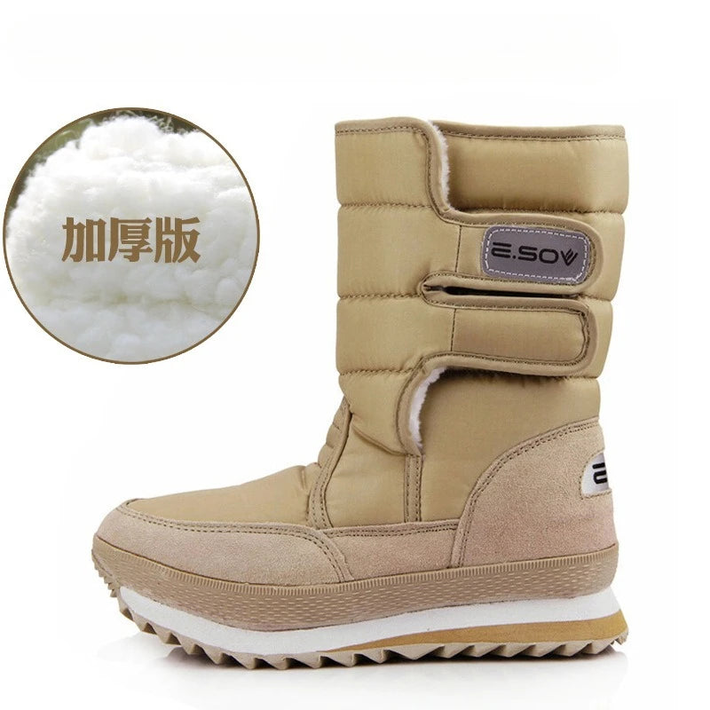 Botas de nieve gruesas de invierno para mujer, botas cáli...