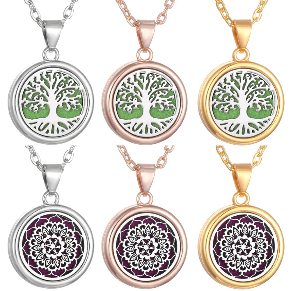 Nueva flor árbol de la vida aromaterapia difusor collar A...