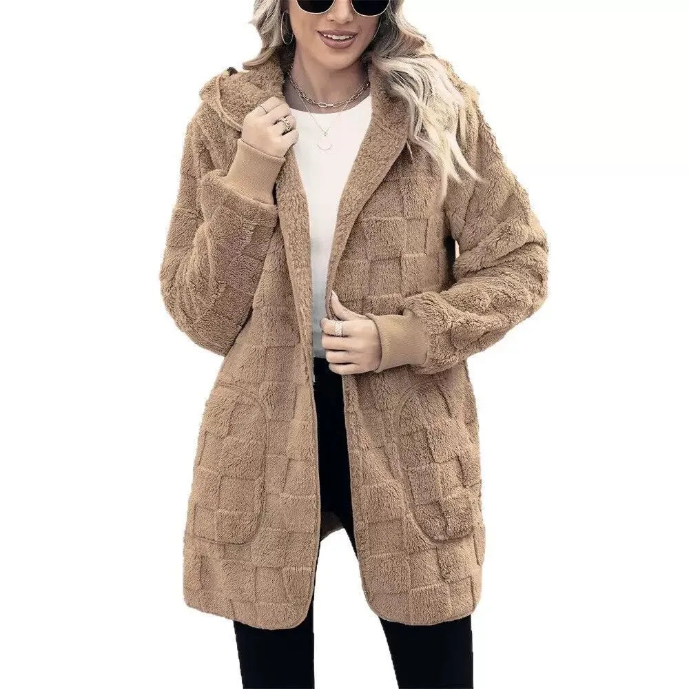 Chaqueta de terciopelo con capucha para mujer, estilo cár...
