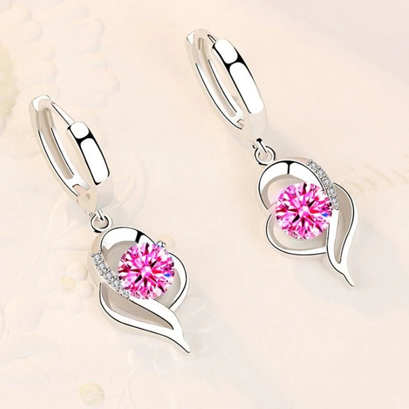 Pendientes de plata de ley 925 con circonita de cristal p...