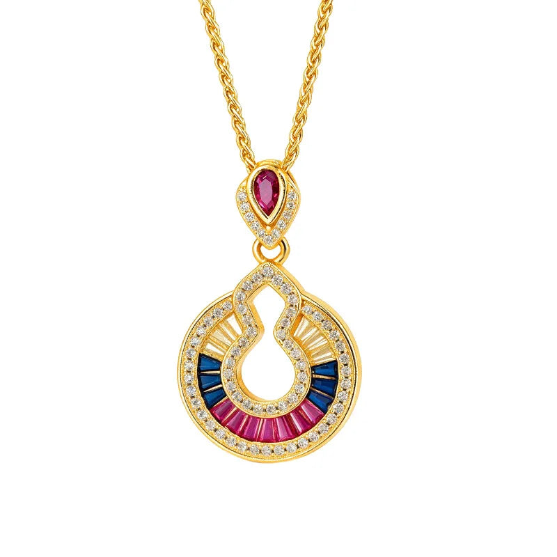 Collar de lujo con colgante de diamante de oro real 24K 9...