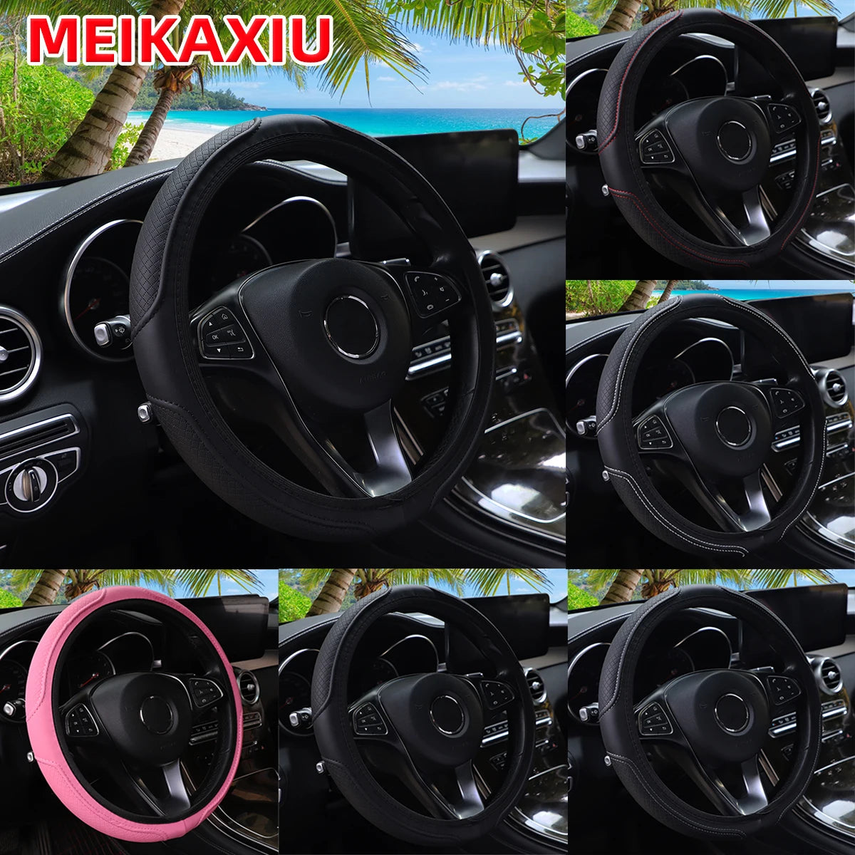 Funda Volante Cuero PU Relieve 14.5-15" - MEIKAXIU - Antideslizante Universal - Corporación Turística