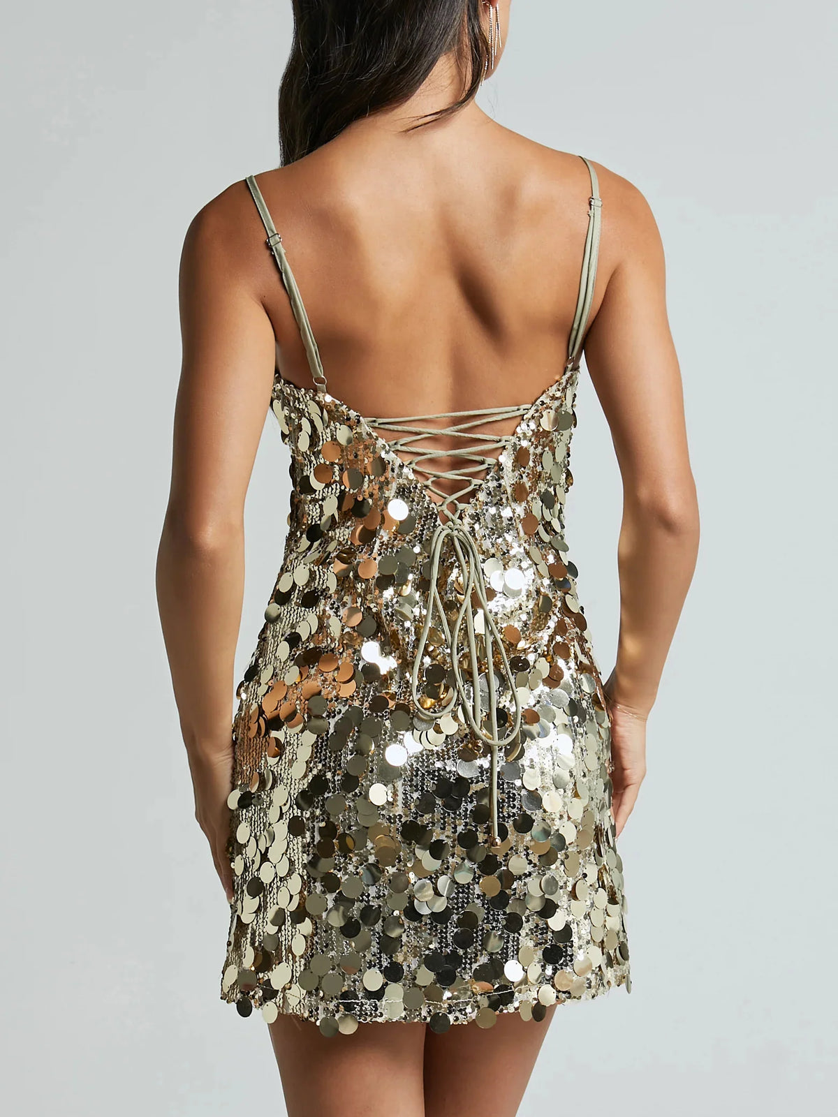 Vestido Mini Brillante para Mujer con Lentejuelas Bordada...
