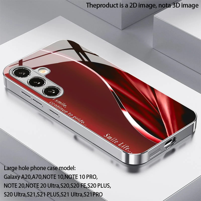 Red satin-patterned 2D phone case for Samsung smartphones, featuring a smooth, elegant design from Corporación Turística.