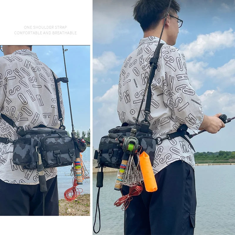 Mochila de Pesca, Bolsa de Cintura para Almacenamiento, B...
