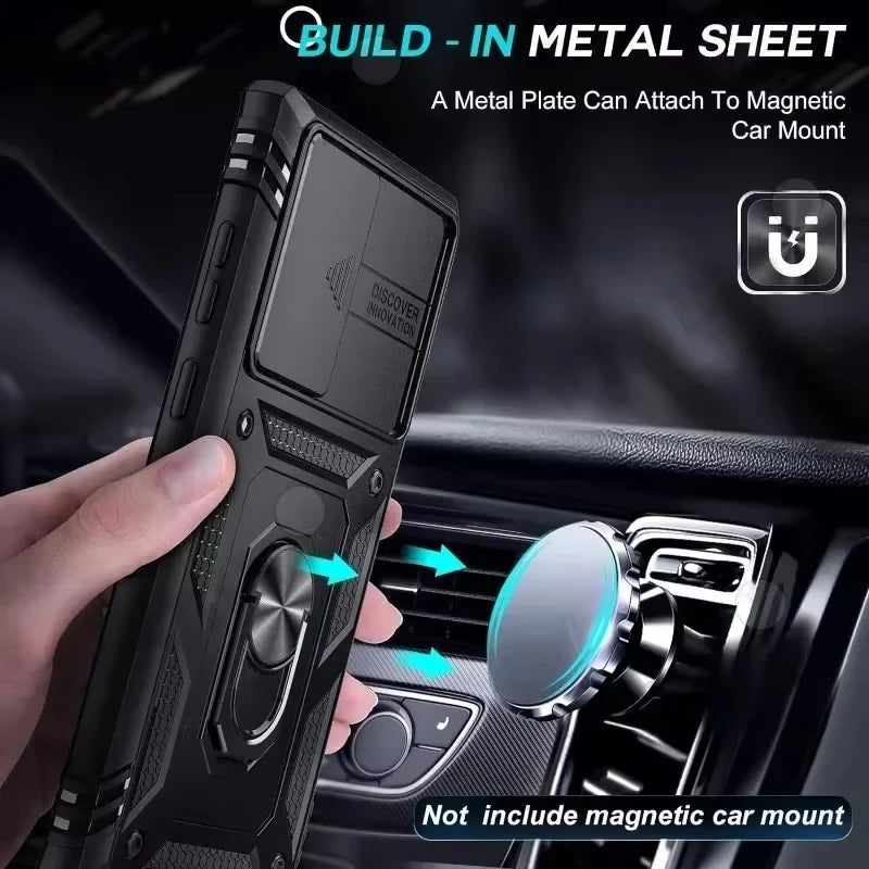 Durable Samsung phone case with 360-degree support for Galaxy S25 Ultra, S23, S26, A57, A56, and A37 models, featuring protective design.
