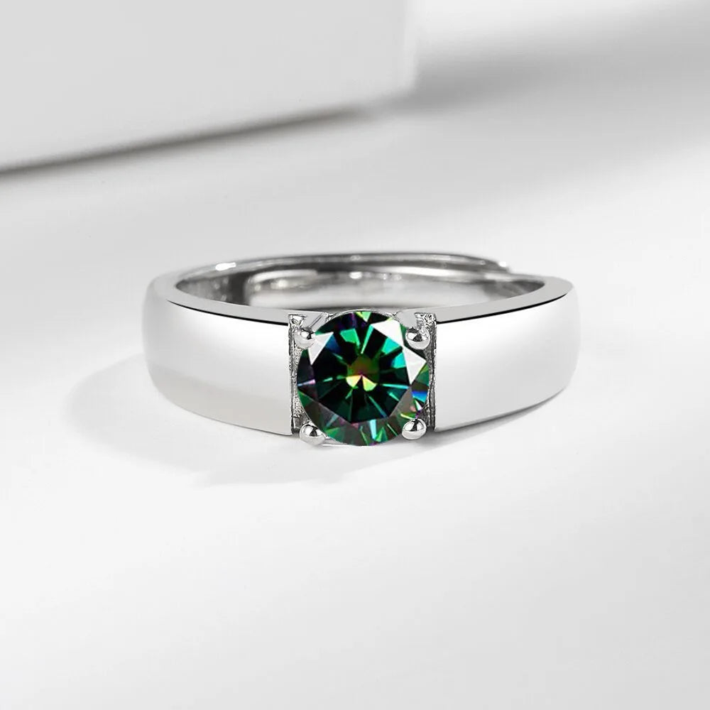 Anillo de Plata de Ley 925 con Moissanita para Hombre, Co...