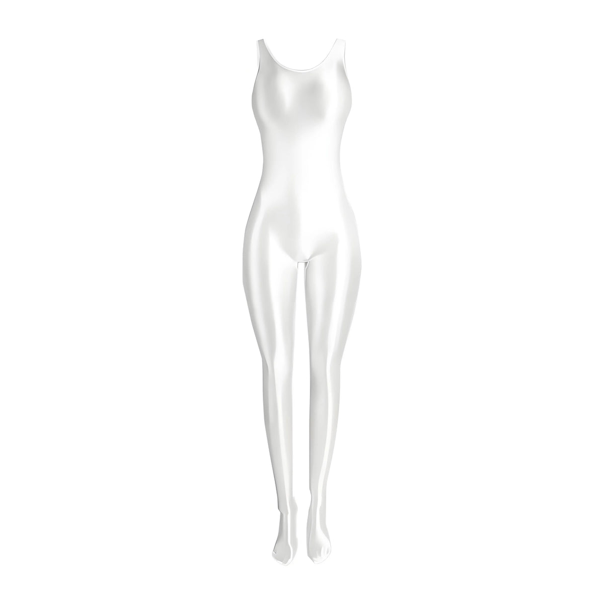 Full-body sleeveless dance costume by Corporación Turística, shiny and elegant, designed for performance and movement.