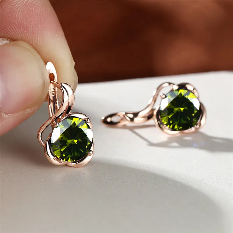 Rainbow cubic zirconia floral mystical earrings with intricate flower design, featuring shimmering colorful stones.