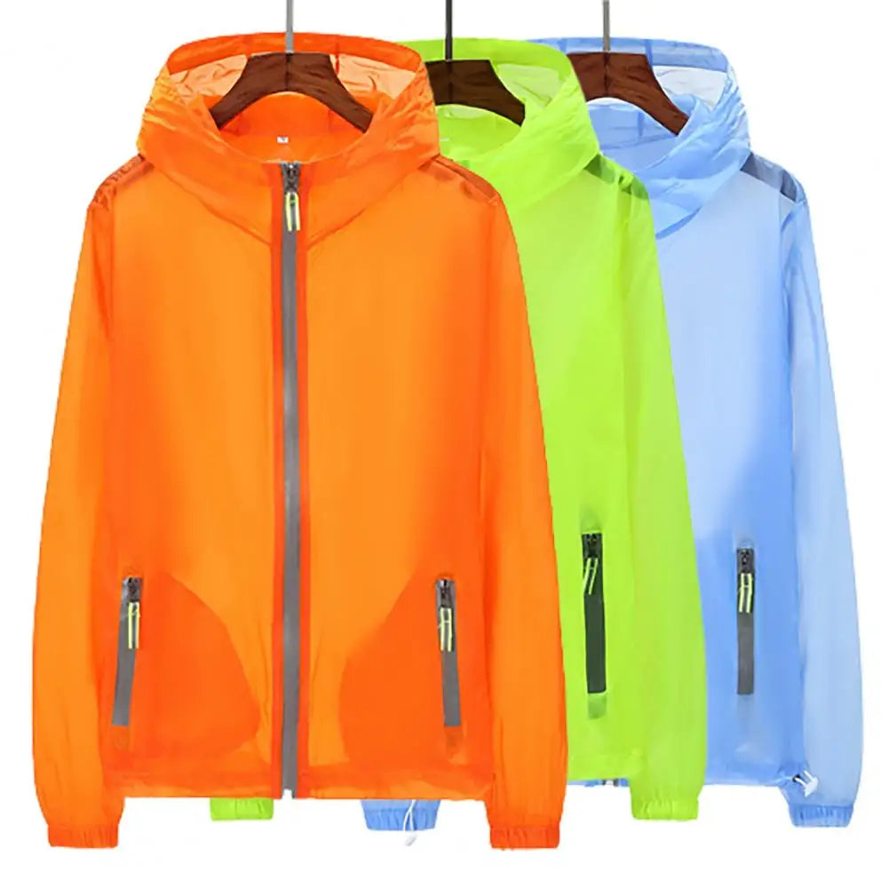 Reflective sun protection men's jacket by Corporación Turística, lightweight outdoor coat with reflective detailing for visibility.