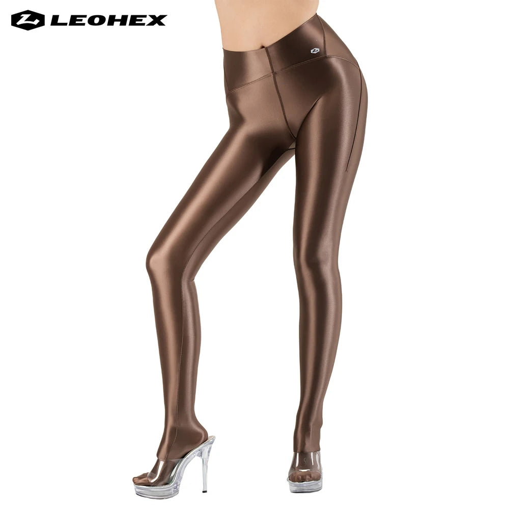 LEOHEX Pantimedias brillantes y sedosas de cintura alta p...