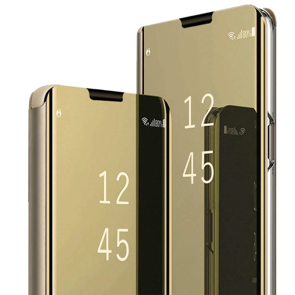 Luxury smart protective case with mirror for Samsung smartphones, featuring sleek design and durable material by Corporación Turística.