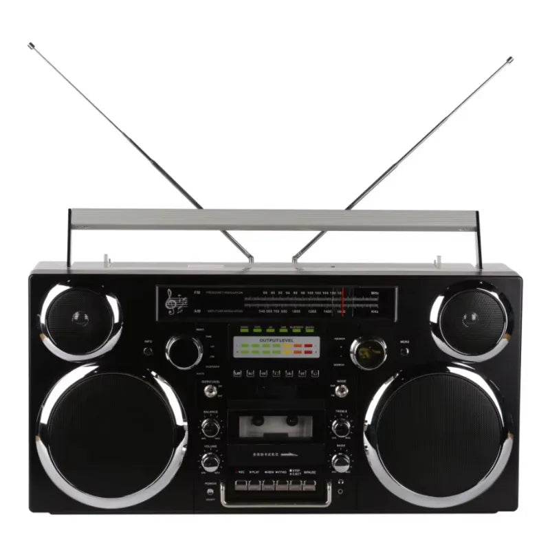 Radio Retro GPO Brooklyn |   Reproductor de Casetes, Reproductor de CD, Altavoz Bluetooth, Radio FM, Sistema Estéreo Portátil