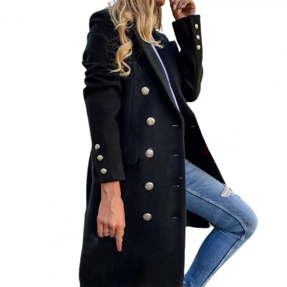 Wool coat for women with long sleeves, suitable for fall and winter, in a neutral color, from Corporación Turística.