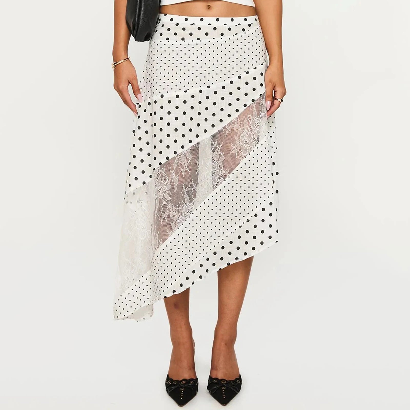 Nueva falda Midi fluida de encaje Irregular para mujer, f...