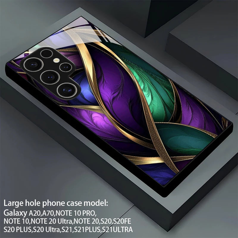 Samsung S26 phone case with a stylish 2D pattern, designed by Corporación Turística, showing the colorful patterned cover.